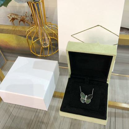DIANA LARGE BUTTERFLY SILVER PENDANT DIAMOND NECKLACE