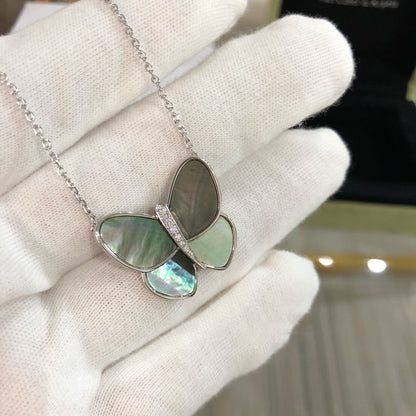 DIANA LARGE BUTTERFLY SILVER PENDANT DIAMOND NECKLACE