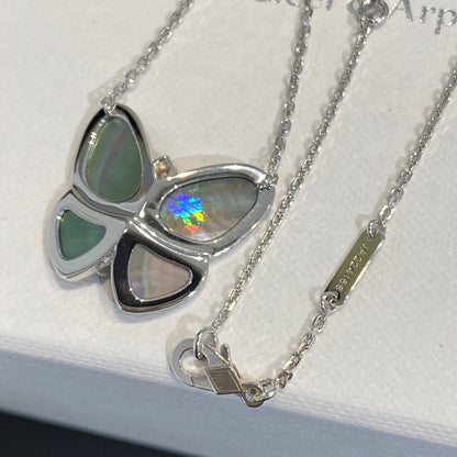 DIANA LARGE BUTTERFLY SILVER PENDANT DIAMOND NECKLACE