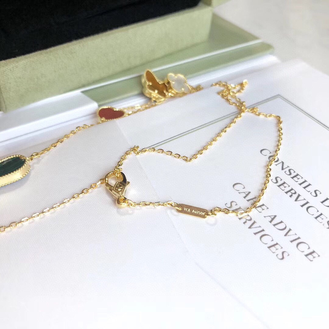 DIANA LUCKY SPRING 4 MOTIFS ROSE GOLD NECKLACE