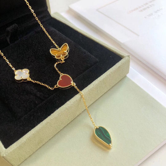 DIANA LUCKY SPRING 4 MOTIFS ROSE GOLD NECKLACE