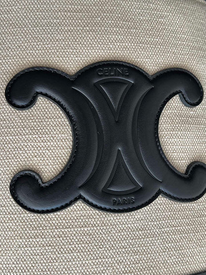 CUBO PEQUEÑO CUIR TRIOMPHE 24CM EN TEXTIL RAYAS Y PIEL DE BECERRO NEGRA