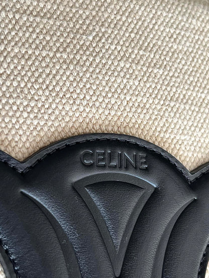CUBO PEQUEÑO CUIR TRIOMPHE 24CM EN TEXTIL RAYAS Y PIEL DE BECERRO NEGRA