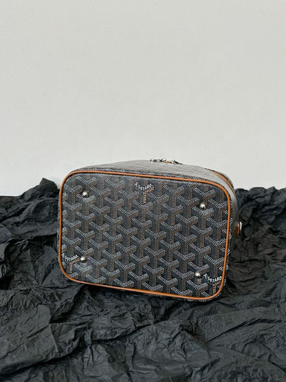 BOLSA DE MAQUILLAJE GOYA 20CM LONA NEGRA Y TAN