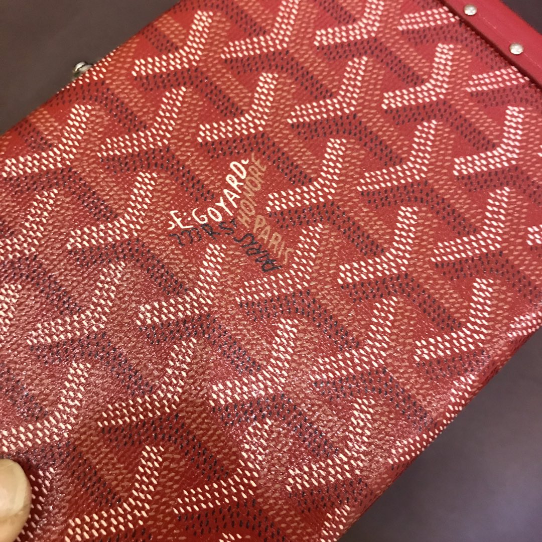 BOLSO BAÚL MINAUDIERE 17CM LONA ROJA