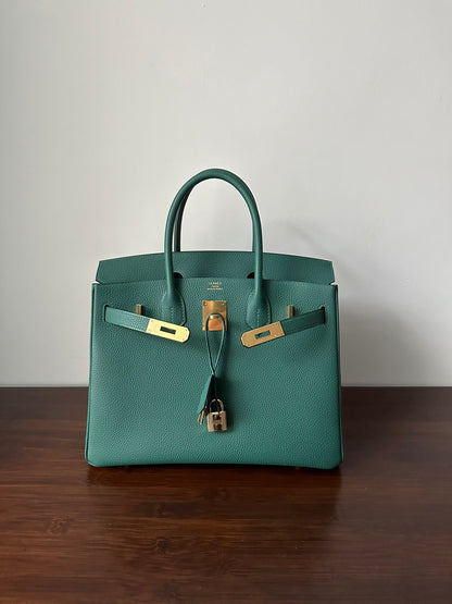 HM BIRKIN 30CM MALAQUITA PIEL TOGO HERRAJES DORADOS
