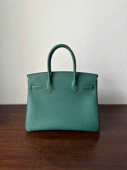 HM BIRKIN 30CM MALAQUITA PIEL TOGO HERRAJES DORADOS