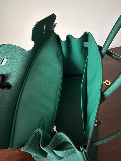HM BIRKIN 30CM MALAQUITA PIEL TOGO HERRAJES DORADOS
